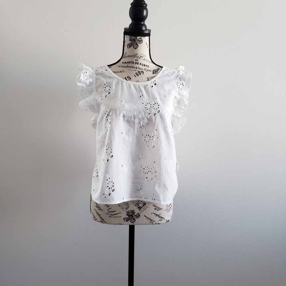 Zara white eyelet crop top